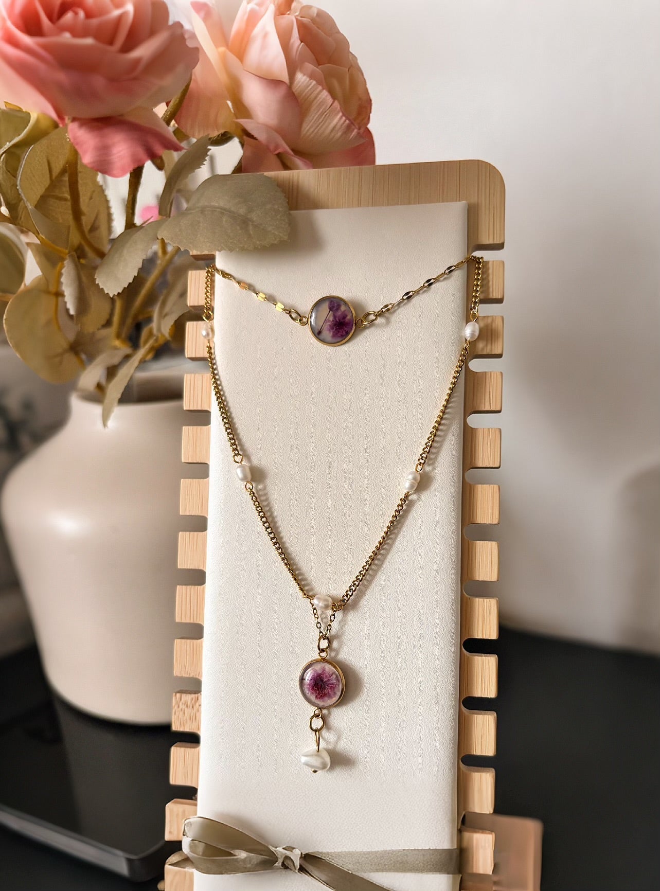 Choker de Acero Inoxidable con Flor Real Paniculata – Elegancia Atemporal