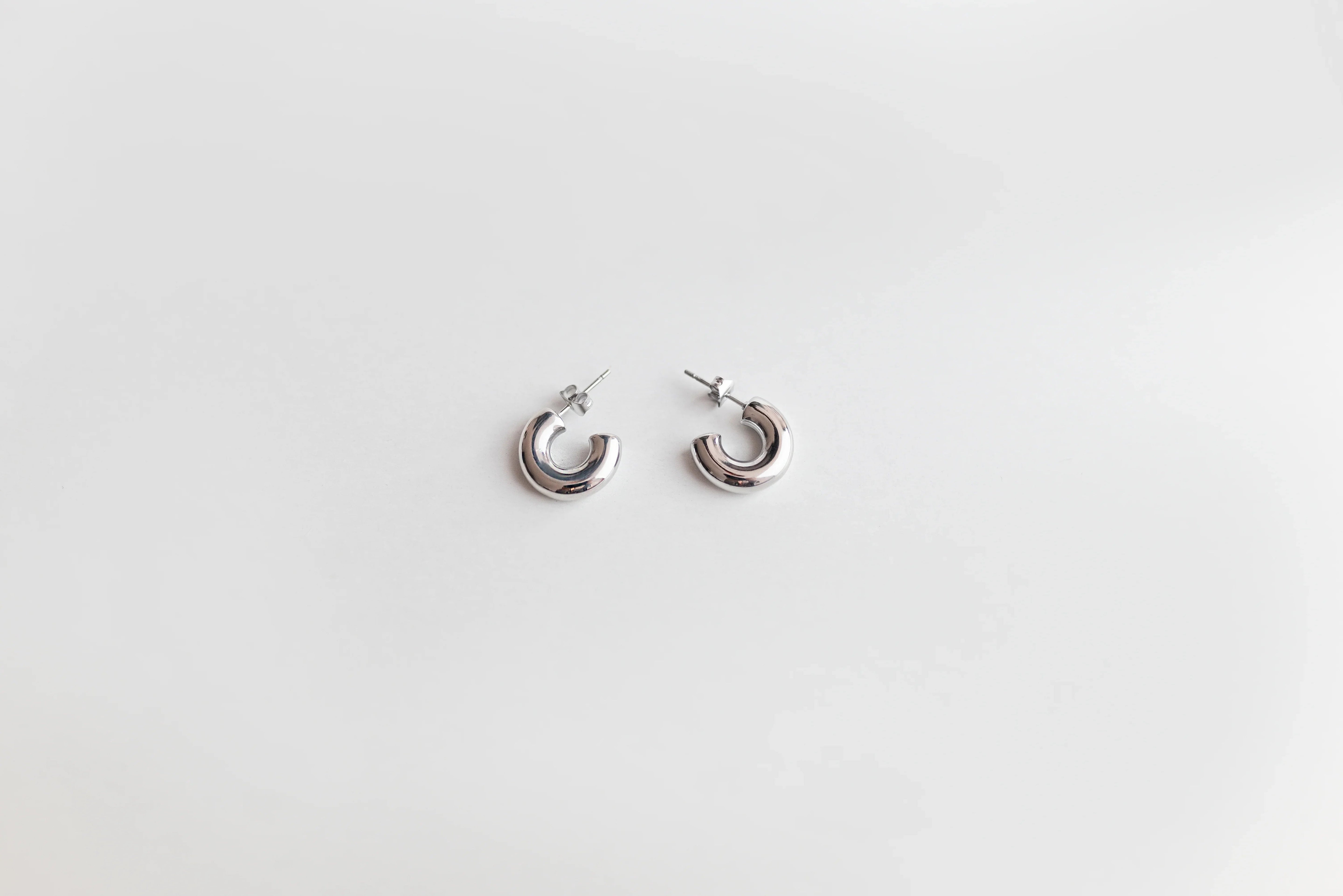 Pendientes Mini Aro Abierto (Chunky) en Acero Inoxidable 316L Plateado