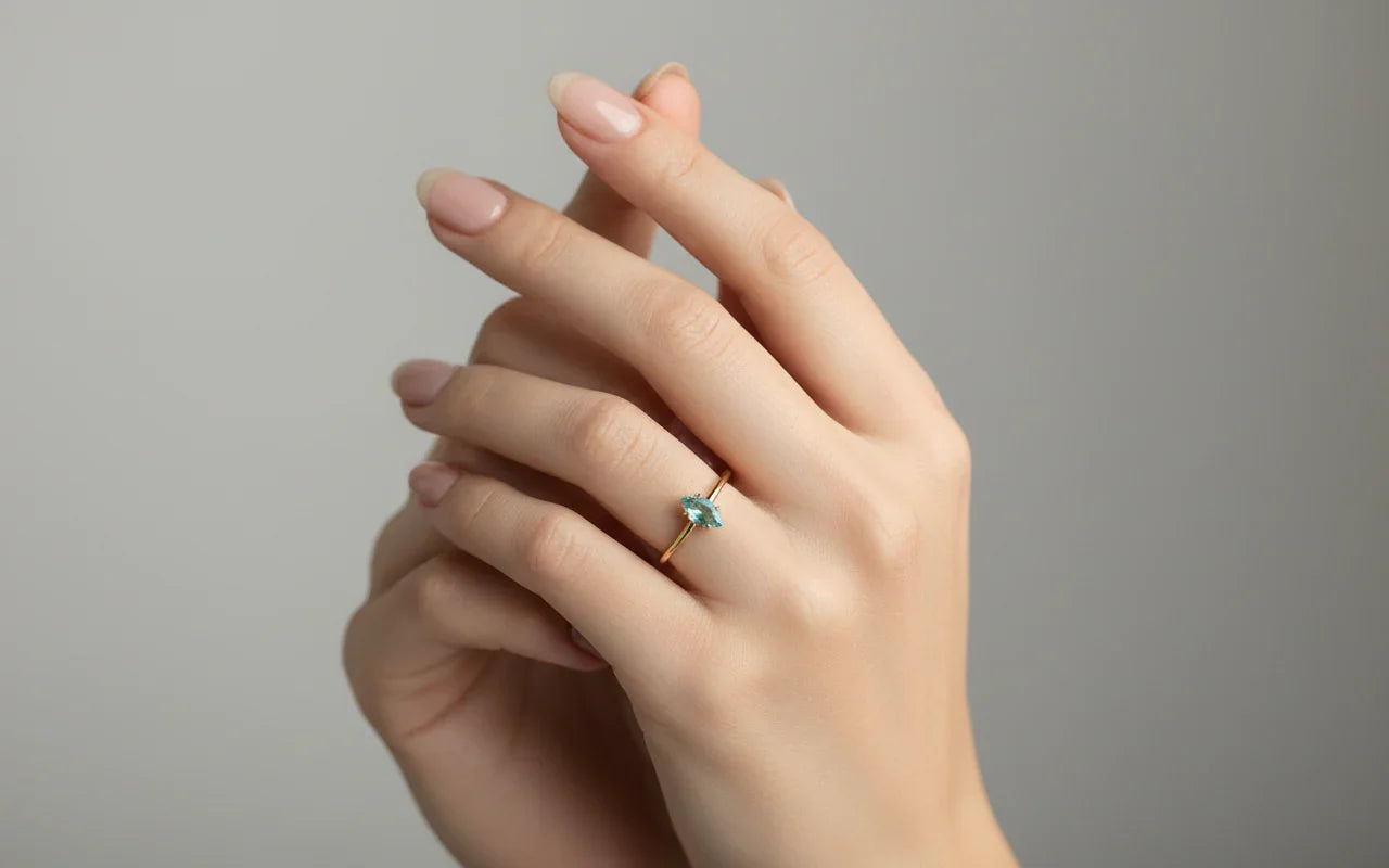 Anillo Marquesa "Ojo de Agua" Bañado en Oro con Acero 316L