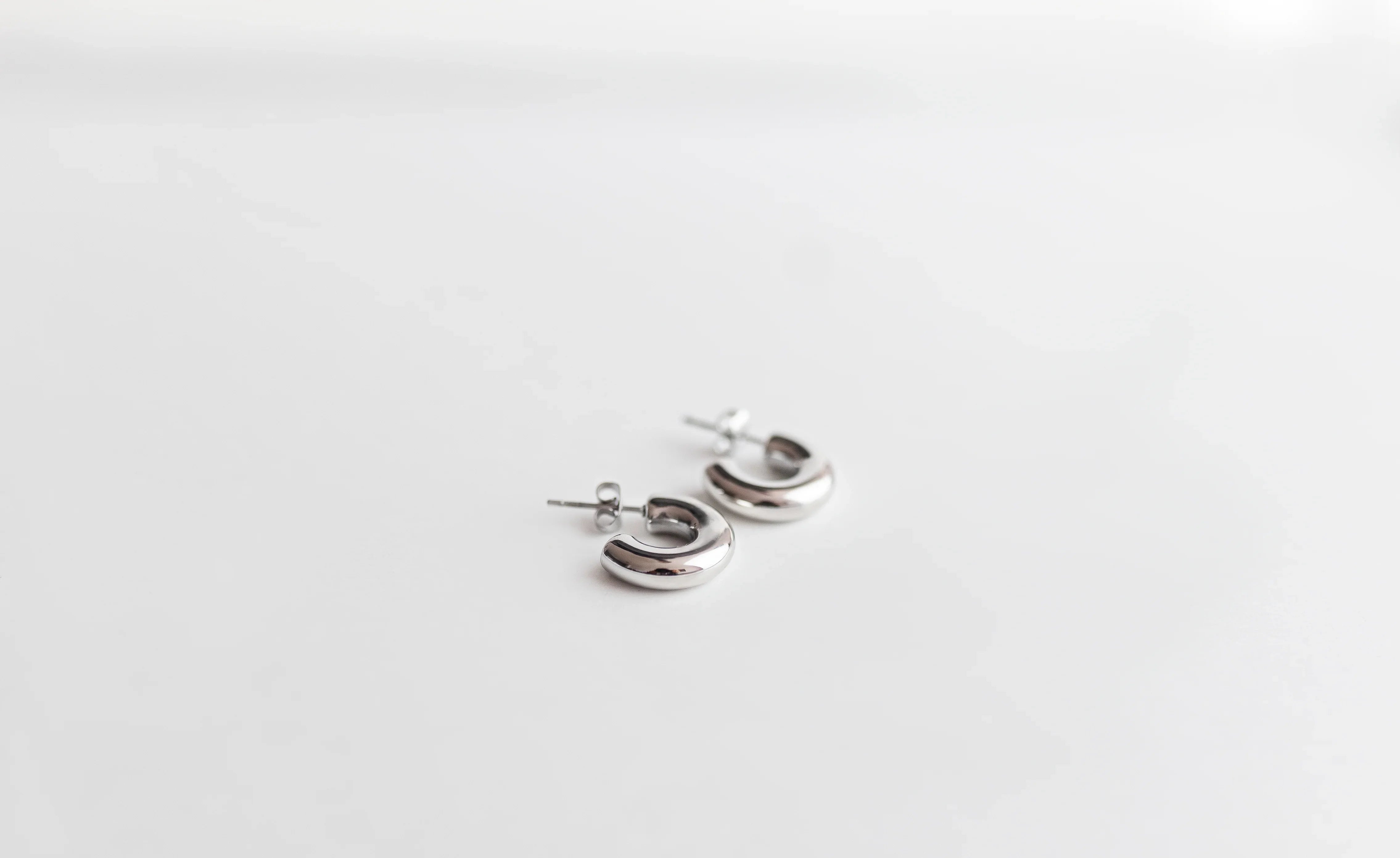 Pendientes Mini Aro Abierto (Chunky) en Acero Inoxidable 316L Plateado